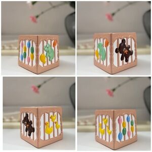 Vintage Hand Crafted Ceramic Planter / Holder with Colorful Animal Figures